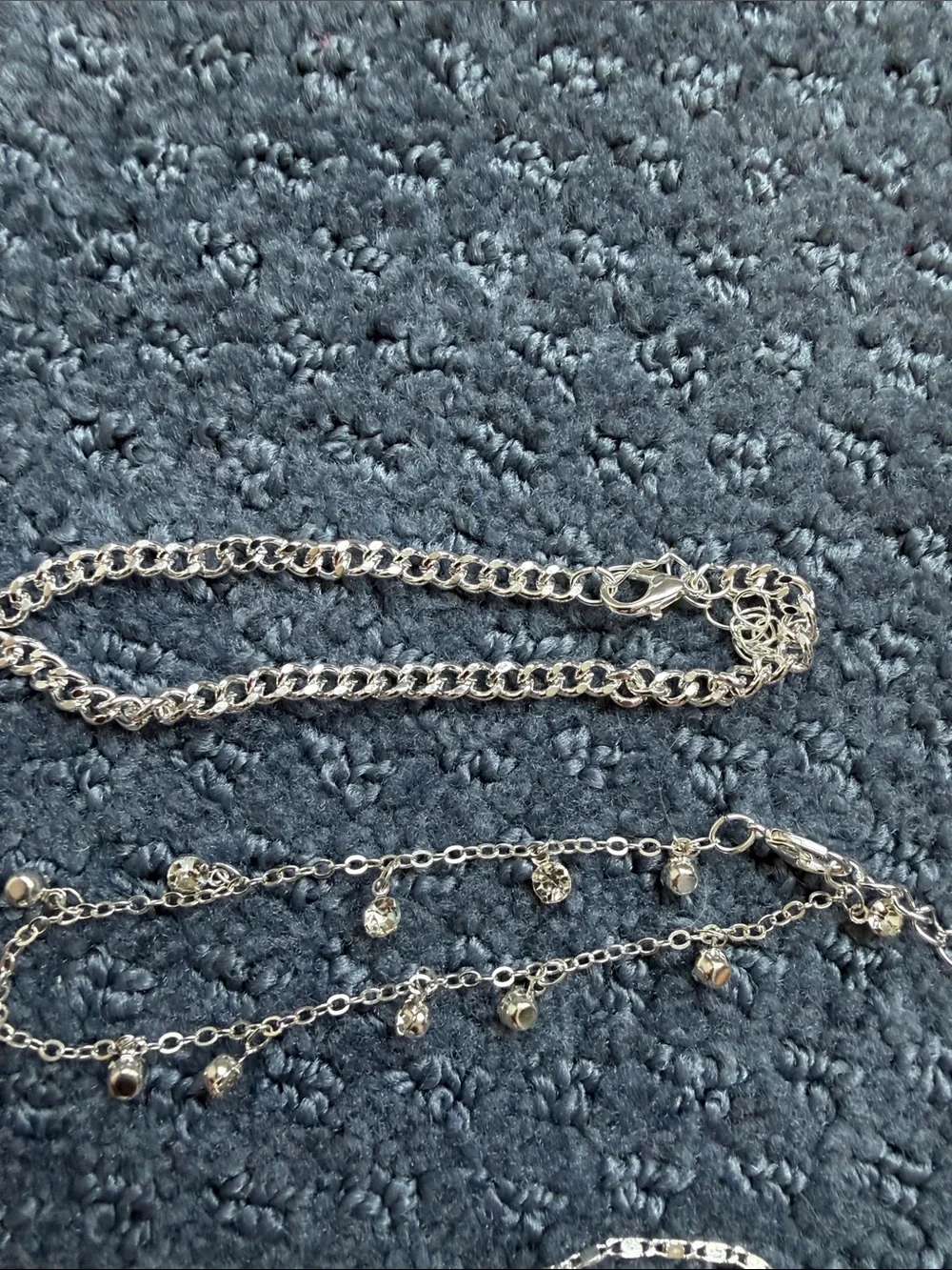 Set of 5Delicate Silver Tone Layered bracelet Set
